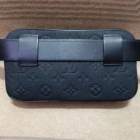 Louis Vuitton LV Unisex Taurillon Monogram Leather Solar Ray Soft Pochette Volga Belt Bag-Black (1)