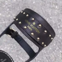 Louis Vuitton LV Women Black Leather and Monogram Canvas Gladiator Sandals (1)