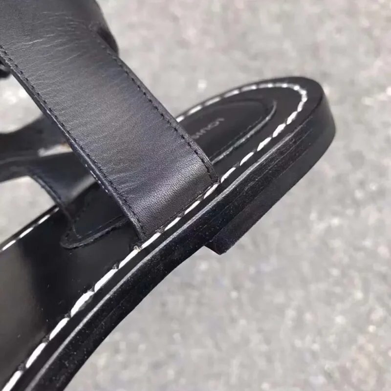 Louis Vuitton LV Women Black Leather and Monogram Canvas Gladiator Sandals