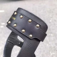 Louis Vuitton LV Women Black Leather and Monogram Canvas Gladiator Sandals (1)