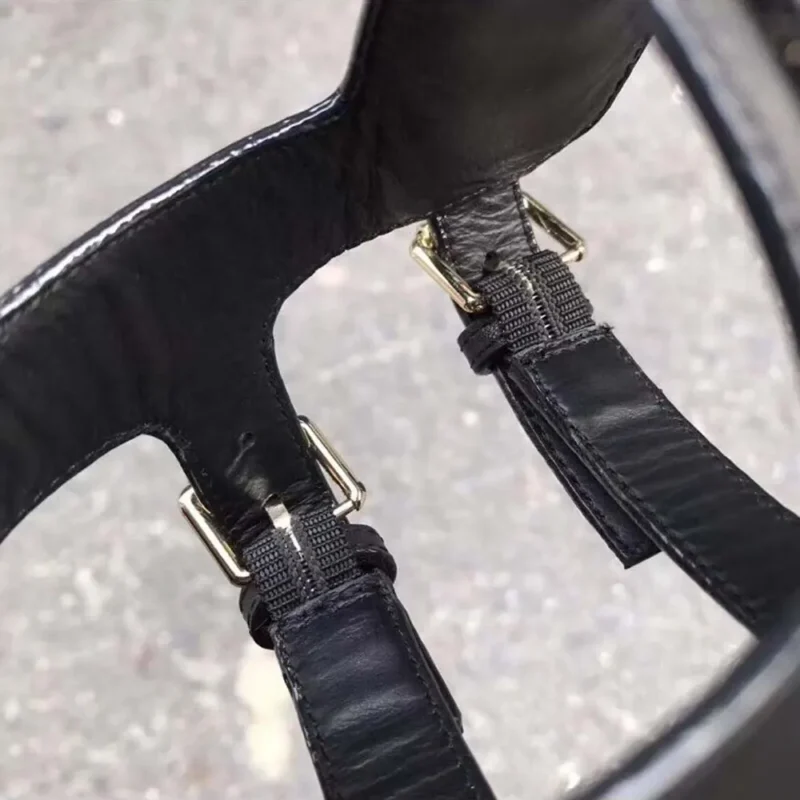 Louis Vuitton LV Women Black Leather and Monogram Canvas Gladiator Sandals