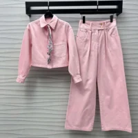 Louis Vuitton LV Women Cropped Denim Shirt-Light Pink 1AHHT1 (1)