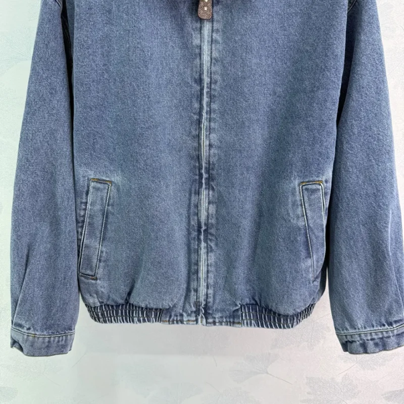 Louis Vuitton LV Women Denim Bomber Jacket-Blue 1AHHRU