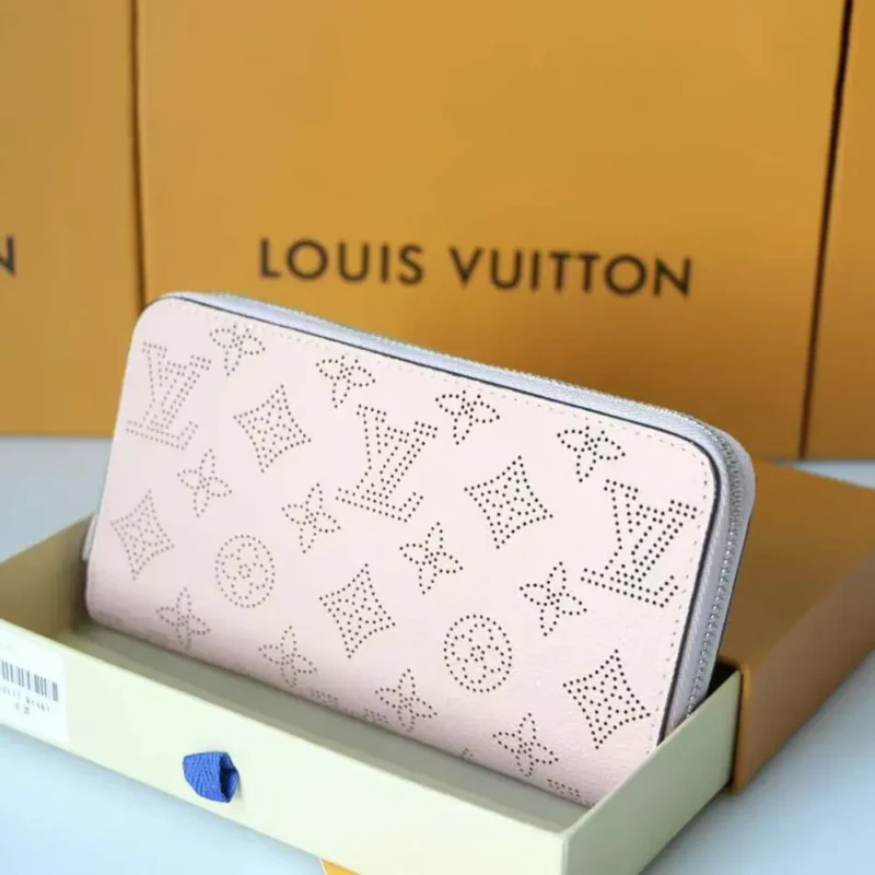 Louis Vuitton LV Women Zippy Wallet Mahina Perforated Calf Leather-Pink
