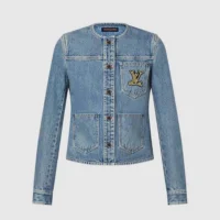 Louis Vuitton Women Denim Fitted Jacket-Blue 1AHHS5 (1)