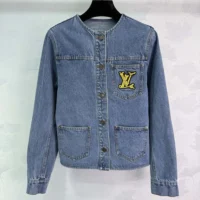 Louis Vuitton Women Denim Fitted Jacket-Blue 1AHHS5 (1)