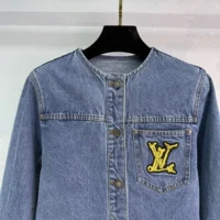 Louis Vuitton Women Denim Fitted Jacket-Blue 1AHHS5 (1)