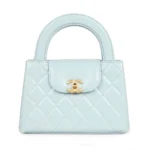 Chanel Dam CC Mini Kelly Shoppingväska Glänsande Ålderskalvskinn-Blå