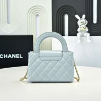 Chanel Women CC Mini Kelly Shopping Bag Shiny Aged Calfskin-Blue (1)