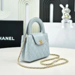 Chanel Dam CC Mini Kelly Shoppingväska Glänsande Ålderskalvskinn-Blå