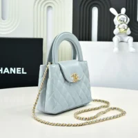 Chanel Women CC Mini Kelly Shopping Bag Shiny Aged Calfskin-Blue (1)