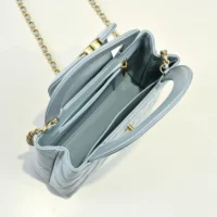 Chanel Women CC Mini Kelly Shopping Bag Shiny Aged Calfskin-Blue (1)