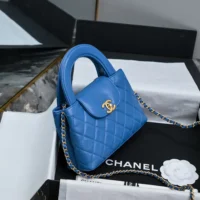 Chanel Women CC Mini Kelly Shopping Bag Shiny Aged Calfskin-Dark Blue (1)