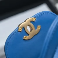 Chanel Women CC Mini Kelly Shopping Bag Shiny Aged Calfskin-Dark Blue (1)