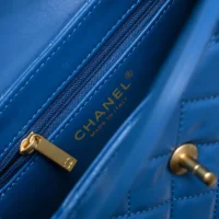 Chanel Women CC Mini Kelly Shopping Bag Shiny Aged Calfskin-Dark Blue (1)