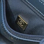 Chanel Women CC Mini Kelly Shopping Bag Shiny Aged Calfskin-Gray Blue