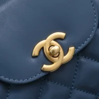 Chanel Women CC Mini Kelly Shopping Bag Shiny Aged Calfskin-Gray Blue (1)