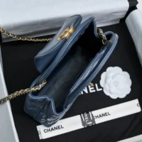 Chanel Women CC Mini Kelly Shopping Bag Shiny Aged Calfskin-Gray Blue (1)