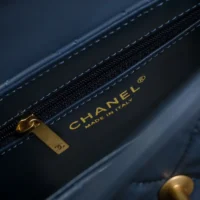 Chanel Women CC Mini Kelly Shopping Bag Shiny Aged Calfskin-Gray Blue (1)