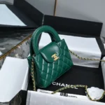 Chanel Women CC Mini Kelly Shopping Bag Shiny Aged Calfskin-Green