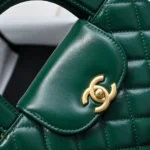 Chanel Women CC Mini Kelly Shopping Bag Shiny Aged Calfskin-Green