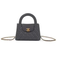 Chanel Women CC Mini Kelly Shopping Bag Shiny Aged Calfskin-Grey