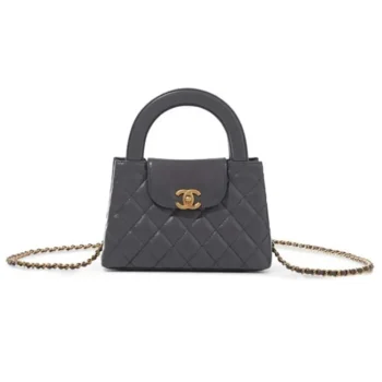 Chanel Women CC Mini Kelly Shopping Bag Shiny Aged Calfskin-Grey
