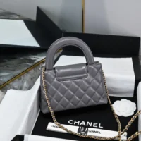 Chanel Women CC Mini Kelly Shopping Bag Shiny Aged Calfskin-Grey (10)