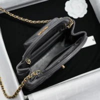 Chanel Women CC Mini Kelly Shopping Bag Shiny Aged Calfskin-Grey (10)