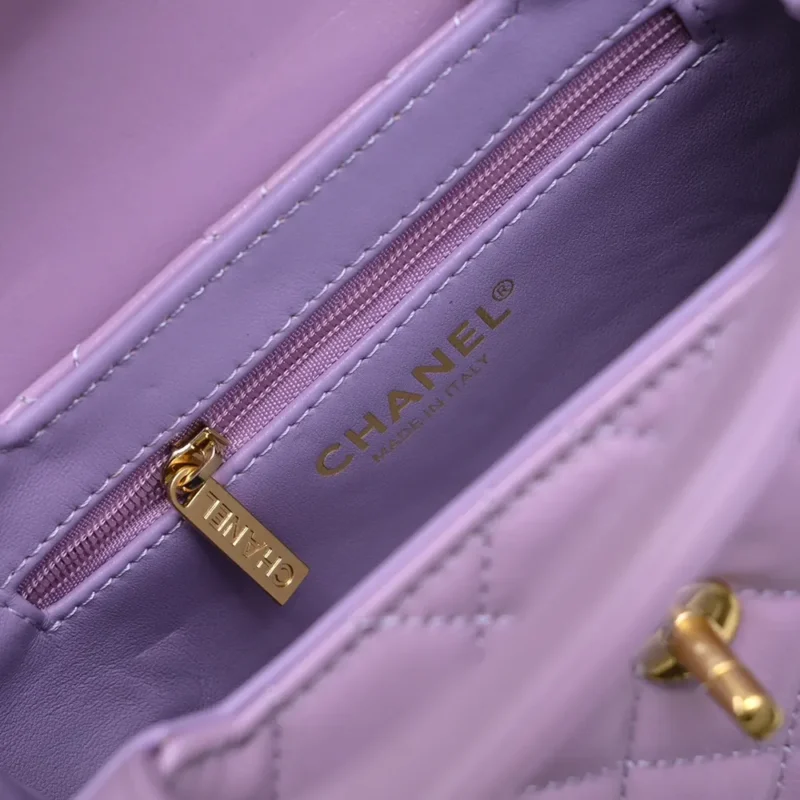 Chanel Women CC Mini Kelly Shopping Bag Shiny Aged Calfskin-Light Purple