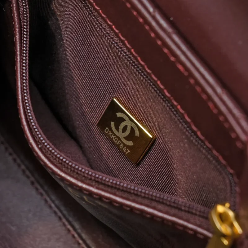 Chanel Women CC Mini Kelly Shopping Bag Shiny Aged Calfskin-Maroon