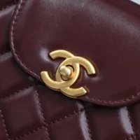 Chanel Women CC Mini Kelly Shopping Bag Shiny Aged Calfskin-Maroon (1)