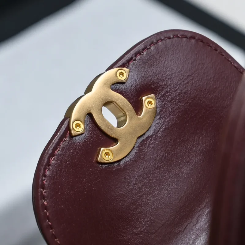 Chanel Women CC Mini Kelly Shopping Bag Shiny Aged Calfskin-Maroon