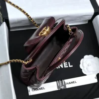 Chanel Women CC Mini Kelly Shopping Bag Shiny Aged Calfskin-Maroon (1)