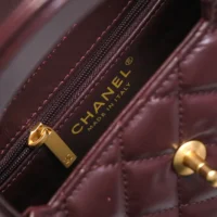 Chanel Women CC Mini Kelly Shopping Bag Shiny Aged Calfskin-Maroon (1)
