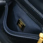 Chanel Women CC Mini Kelly Shopping Bag Shiny Aged Calfskin-Navy