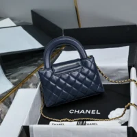 Chanel Women CC Mini Kelly Shopping Bag Shiny Aged Calfskin-Navy (1)