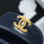 Chanel Women CC Mini Kelly Shopping Bag Shiny Aged Calfskin-Navy