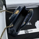 Chanel Women CC Mini Kelly Shopping Bag Shiny Aged Calfskin-Navy