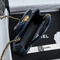 Chanel Women CC Mini Kelly Shopping Bag Shiny Aged Calfskin-Navy (1)