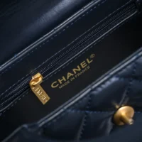 Chanel Women CC Mini Kelly Shopping Bag Shiny Aged Calfskin-Navy (1)