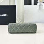 Chanel Women CC Mini Kelly Shopping Bag Shiny Aged Calfskin-Olive