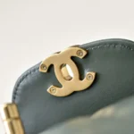 Chanel Women CC Mini Kelly Shopping Bag Shiny Aged Calfskin-Olive