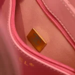 Chanel CC Mini Kelly Shopping Bag aus glänzendem, gealtertem Kalbsleder in Pink