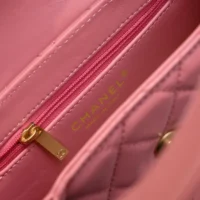 Chanel Women CC Mini Kelly Shopping Bag Shiny Aged Calfskin-Pink (1)