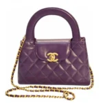 Chanel Women CC Mini Kelly Shopping Bag Shiny Aged Calfskin-Purple