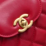 Chanel Women CC Mini Kelly Shopping Bag Shiny Aged Calfskin-Red