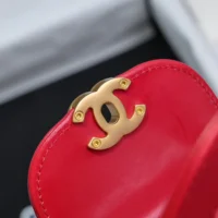 Chanel Women CC Mini Kelly Shopping Bag Shiny Aged Calfskin-Red (1)