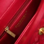 Chanel Women CC Mini Kelly Shopping Bag Shiny Aged Calfskin-Red