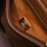 Chanel Women CC Mini Kelly Shopping Bag Shiny Aged Calfskin-Tan